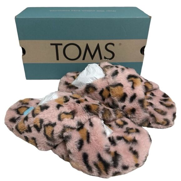 NIB! Toms Susie Spanish Villa Faux Fur Cheetah Slip On Slippers Slides Size 8 - Picture 1 of 8